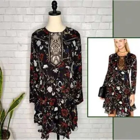 A.L.C. Floral Asymmetrical Long Sleeve Lace Dress - Size 4 - Picture 6 of 6